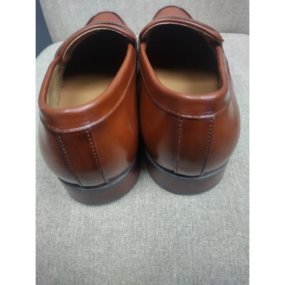 JF J Ferrar Harlow Mens Cognac Brown Woven Penny Loafers Dress Shoes 10M - Picture 5 of 7